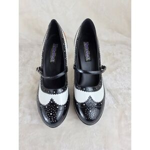 Funtasma Contessa 06 Black White Wingtip Mary Jane Platform Heels Womens Sz